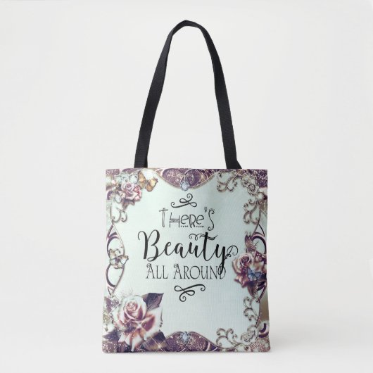 Er is schitterend overal rond Butterflies en Rozen Tote Bag (Voorkant)