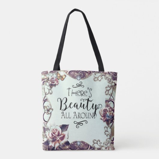 Er is schitterend overal rond Butterflies en Rozen Tote Bag (Achterkant)