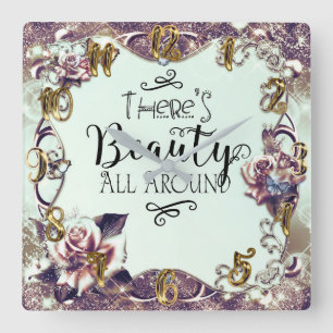 Er is schitterend overal rond Butterflies en Rozen Vierkante Klok