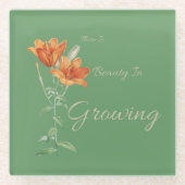 Er is schoonheid in het kweken van tijgerlelie glazen onderzetter (Voorkant)