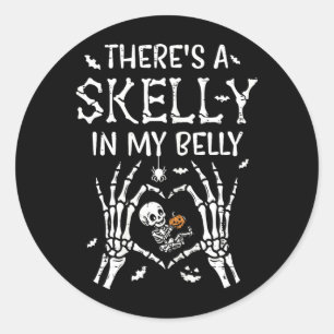 Er is Skelet Buik Halloween Zwangerschapskostuum Ronde Sticker