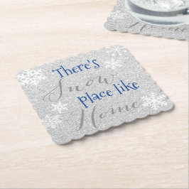 Er is SNEEUWPLAATS zoals thuis! Winter Snowflake Kartonnen Onderzetters