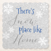 Er is SNEEUWPLAATS zoals thuis! Winter Snowflake Kartonnen Onderzetters (Voorkant)