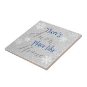 Er is SNEEUWPLAATS zoals thuis! Winter Snowflake Tegeltje (Zijkant)