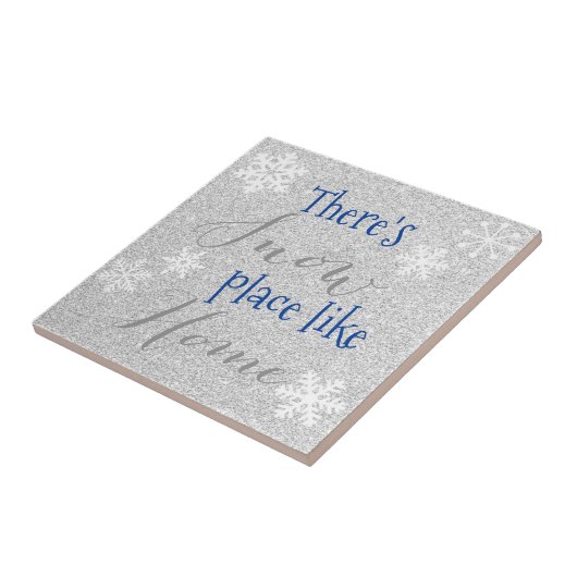 Er is SNEEUWPLAATS zoals thuis! Winter Snowflake Tegeltje (Zijkant)