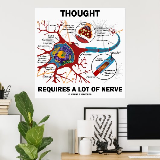 Er is veel zenuwen nodig (neuron/synapse) poster (Thuiskantoor)