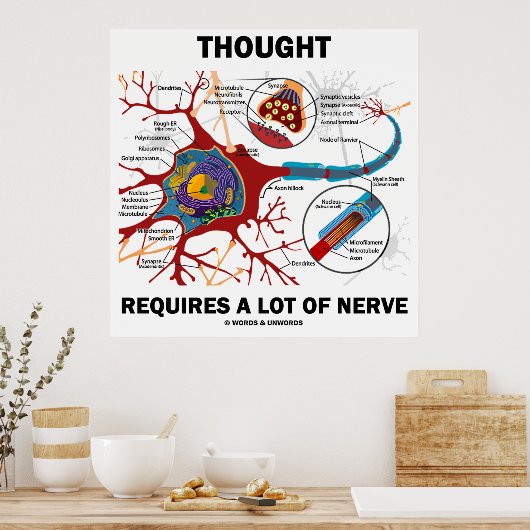 Er is veel zenuwen nodig (neuron/synapse) poster (Keuken)
