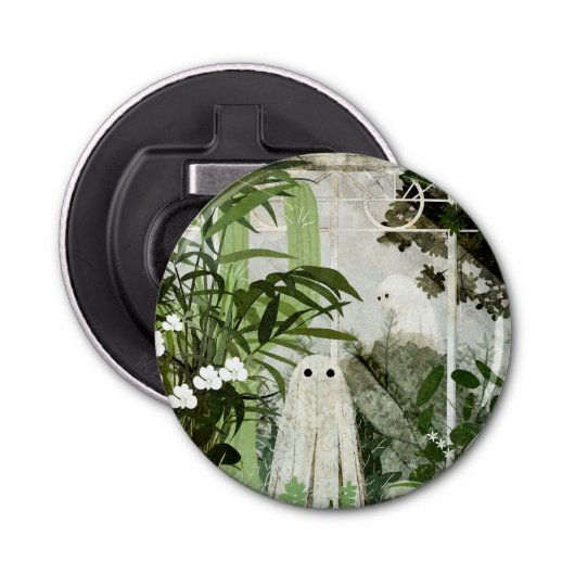 Er is weer een geest in de kas... button flesopener (Voorkant)