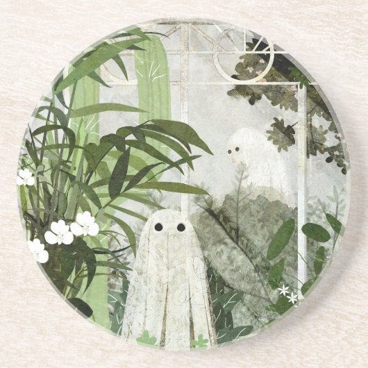 Er is weer een geest in de kas... zandsteen onderzetter (Voorkant)