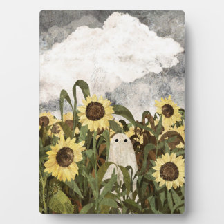 Er is weer een geest in het zonnebloemveld... fotoplaat