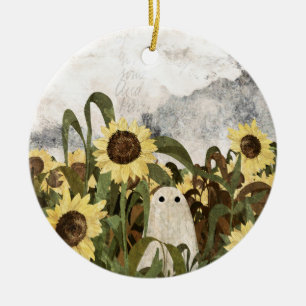 Er is weer een geest in het zonnebloemveld... keramisch ornament