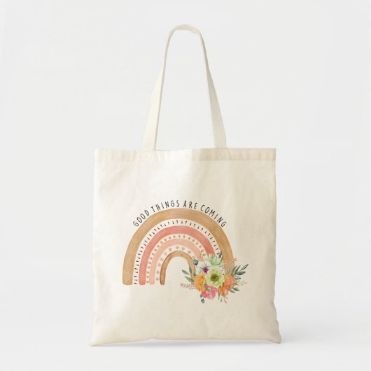 Er komen goede dingen, boho regenboog. tote bag (Voorkant)