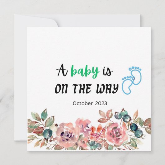 Er komt een baby aan Zwangerschapsaankondigingskaa Kaart (Achterkant)