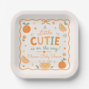 Er komt een klein schatje aan Oranje baby shower Papieren Bordje