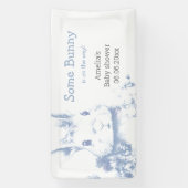 Er komt een konijntje Blauwe baby shower  Spandoek (Verticaal)