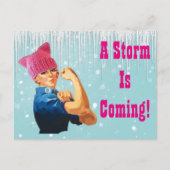 "Er komt een Storm" met Rosie in Roze Pet Briefkaart (Voorkant)