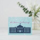 "Er komt een Storm" met sneeuw en whitehouse Briefkaart (Staand voorkant)
