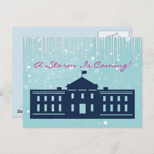 "Er komt een Storm" met sneeuw en whitehouse Briefkaart (Voorkant / Achterkant)