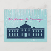 "Er komt een Storm" met sneeuw en whitehouse Briefkaart (Voorkant)