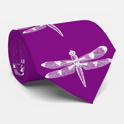 "Er liggen libellen op je stropdassen!"  Paars Stropdas (Opgerold)