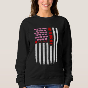 Er Nurse American Flag Heart Trui