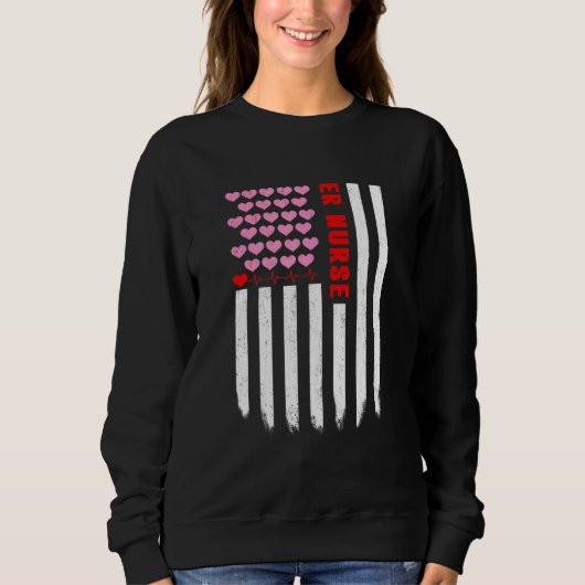 Er Nurse American Flag Heart Trui (Voorkant)