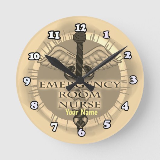 ER Nurse Caduceus Ronde Klok (Voorkant)