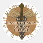 ER Nurse Caduceus Ronde Sticker (Voorkant)