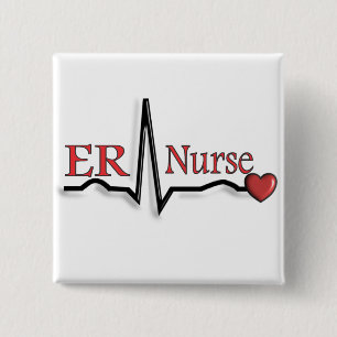 ER Nurse QRS-ontwerp Vierkante Button 5,1 Cm