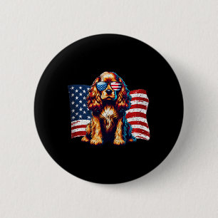 Er Spaniel Amerikaanse Vlag Zonnebril Patriottisch Ronde Button 5,7 Cm