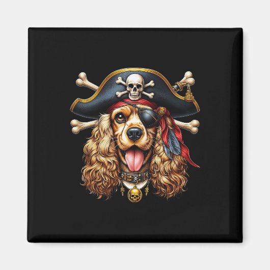 Er Spaniel Pirate Crossbones Halloween Mannen vrou Magneet (Voorkant)