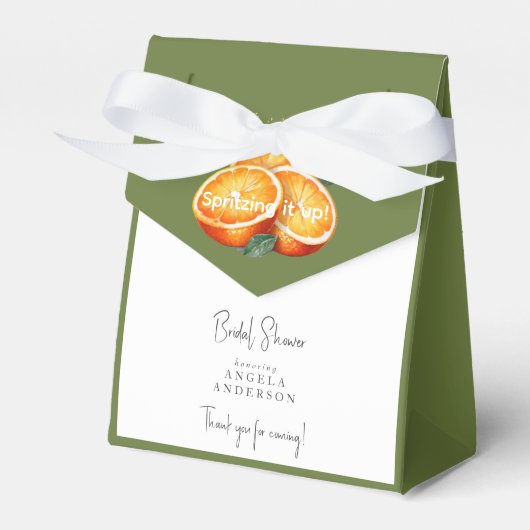 Er spuit! Sinaasappels Douche Bedankdoosjes (Voorkant Zijde)