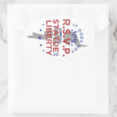 Er staat geen RSVP op het vrijheidsbeeld. Ovale Sticker (Tas)