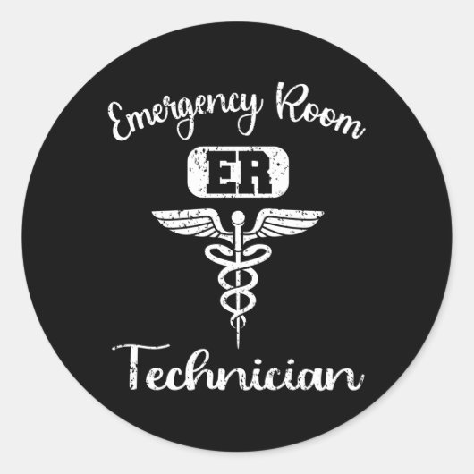 Er Tech Emergency Room Technologen Technici Ronde Sticker (Voorkant)