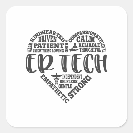 ER Tech, noodkamertechnologie of diepte Vierkante Sticker (Voorkant)
