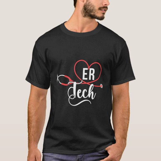 Er Tech Stethoscoop Emergency Room Tech T-shirt (Voorkant)