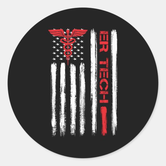 Er Tech US Flag Emergency Room Technologen Techn Ronde Sticker (Voorkant)