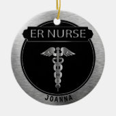ER 👩 ⚕️ - UpScale Black en Silver Keramisch Ornament (Voorkant)