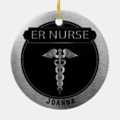 ER 👩 ⚕️ - UpScale Black en Silver Keramisch Ornament (Achterkant)
