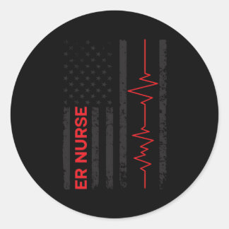 Er Verpleegkundige US vlag Emergency Nurse Room NU Ronde Sticker