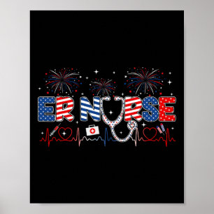 Er Verpleegster 4 juli Amerikaanse Vlag Patriottis Poster
