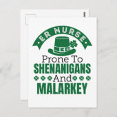 ER Verpleegster Gevoelig voor Shenanigans St Patri Briefkaart (Voorkant / Achterkant)