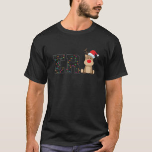ER Verpleegster Rendier Kerstverlichting Noodafdel T-shirt
