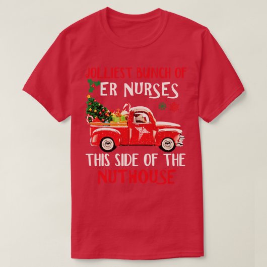 ER Verpleegster Rode Vrachtwagen Vrolijk Kerstmis  T-shirt (Design voorkant)