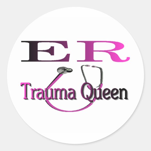 ER Verpleegster "Trauma Queen" Shirt/Geschenken Ronde Sticker (Voorkant)