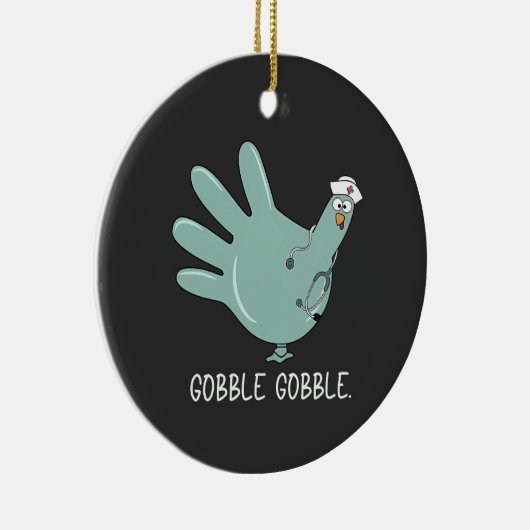 ER Verpleegster Turkije Gobble Squad ER Verpleegku Keramisch Ornament (Rechts)