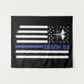 ER VERSE Amerikaanse vlag Verpleegster EMT verplee Wandkleed (Voorkant (horizontaal))