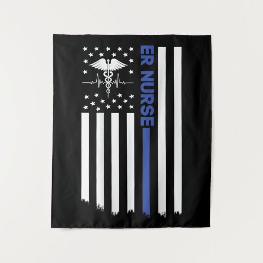 ER VERSE Amerikaanse vlag Verpleegster EMT verplee Wandkleed (Voorkant)