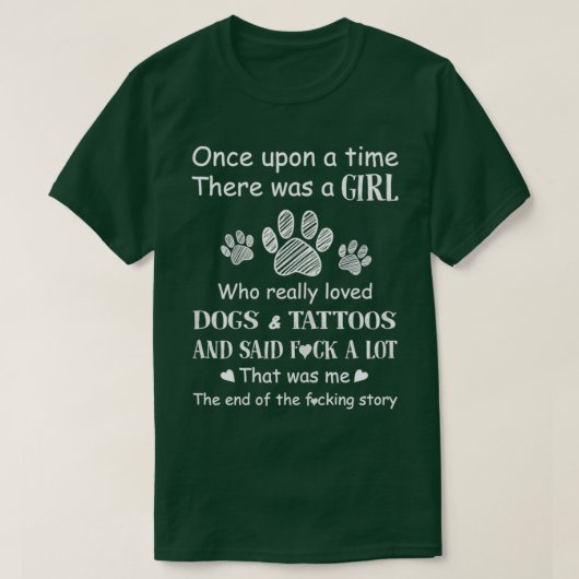 Er was een meisje dat echt van Honden Tattoos hiel T-shirt (Design voorkant)