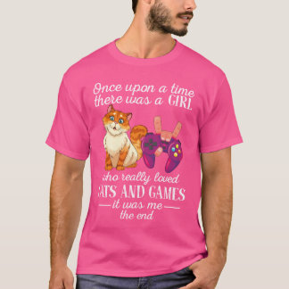 Er was een meisje dat erg veel van katten en games t-shirt